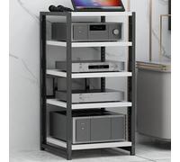 3/4/5/6-Tier Modern AV Media Stand, Adjustable Audio Rack with Reinforced Metal Frame, Home/Office Media Storage Cabinet for Amplifiers, Players(White,5TIER)