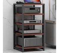 3/4/5/6-Tier Modern AV Media Stand, Adjustable Audio Rack with Reinforced Metal Frame, Home/Office Media Storage Cabinet for Amplifiers, Players(Walnut,5TIER)