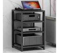 3/4/5/6-Tier Modern AV Media Stand, Adjustable Audio Rack with Reinforced Metal Frame, Home/Office Media Storage Cabinet for Amplifiers, Players(Black,4TIER)