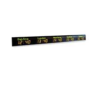 3/4/5/6-Zone LED World Clock, Auto-Calibrated Time Sync, 5-Level Dimming & Aluminum Frame, for Multinational Offices/Hotels