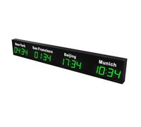 3/4/5 Cities World Clock, Hotel Time Zone Clock, LED Wall Clock,Suitable for Multinational Corporate Hotel Offices,5City-Red (Green 4City)