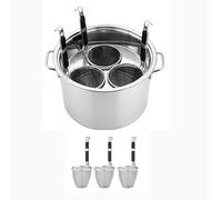 3/4/5 Holes Commercial Stainess Steel Pasta Pot Cooker, Insert Set with Divider and Colander Strainer Stockpots for Home Kitchen Restaurant(B,3 Holes)