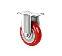 3/4/5" PU Heavy Duty Double Bearing Castor Pack of 1, 75/100/125mm Heavy Duty Castor Wheels, Fixed/Swivel/Brake Casters(4" fixed casters)