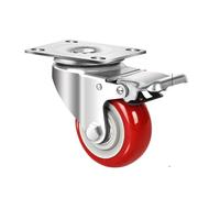 3/4/5" PU Heavy Duty Double Bearing Castor Pack of 1, 75/100/125mm Heavy Duty Castor Wheels, Fixed/Swivel/Brake Casters(3" swivel brake casters)