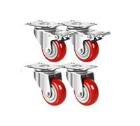 3/4/5" PU Heavy Duty Double Bearing Castor Pack of 4, 75/100/125mm Heavy Duty Castor Wheels, Fixed/Swivel/Brake Casters(3"(2 swivel brake+2 swivel))