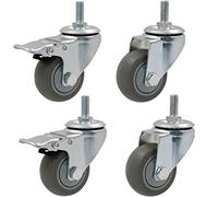 3''/4''/5'' Rubber casters Thread M12 Heavy Duty 300-400kg castor Wheels for Hospital Furniture castors Swivel with Brake Silent TPR Double Bearing for Sofa Bed Workbench 4 pcs