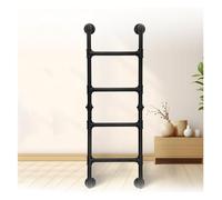 3/4/5 Step Multi-Purpose Straight Climb Ladders Wall Mounted Metal Fire Escape Ladder Customizable Size For Home Loft, Basement & Attic, Storage Rooms(Black,195cm/75in)