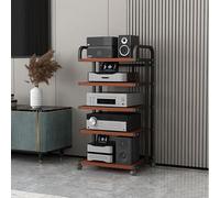 3/4/5 Tier AV Media Stand Corner Shelf with Wheels Open Storage Rack Modern HiFi Audio Tower Cabinet Stylish TV Stand for Home Entertainment (Red 50 * 40*)