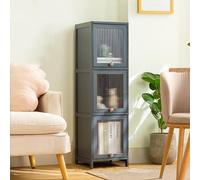 3/4/5 Tier Bamboo Sto Cabinet - Mid-Century Modern Accent Bookcase with Acrylic Doors, Freending Tall nizer Rack for Living Room & Bathroom Sto Soluts