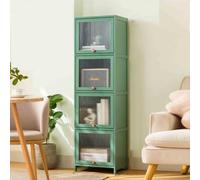 3/4/5 Tier Bamboo Sto Cabinet - Mid-Century Modern Accent Bookcase with Acrylic Doors - Freending Tall Skinny nizer Rack for Living Room, Kitchen & Bathroom Sto Soluts