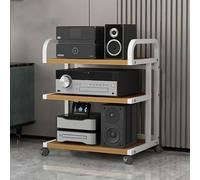 3/4/5 Tier HiFi Audio Rack Mobile Stereo Stand with Universal Wheels Multimedia Support Shelf Turntable Storage& Wood Finish for Home Theater & Music Lovers