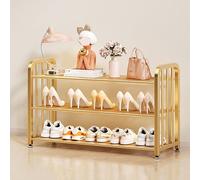 3 4 5 Tier Metal Shoe Rack with Adjustable Shelves Open Design for Narrow Hallway or Entryway Gold Finish 80x53cm (31.5x20.9in) Space Saving Solution