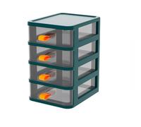3/4/5 Tier Plastic Storage Small Clear Drawers Tower Unit Office Home Desktop Bathroom School Stationary Make Up Organiser Green (4 Tier Drawer)