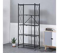 3/4/5-Tier Rolling Kitchen Trolley Cart with Wheels - Versatile rage Rack for Home Office Bathroom - Black Utility Shelves 72x34x160cm Space-Saving