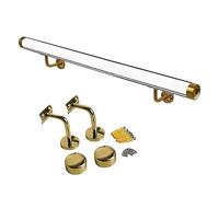 3 4 6 8 10 11 12 14 16 18 20 22 26 Ft Clear Plastic Handrail, Modern Hallway Loft Stairs Hand Railing with Complete Kit, Handicap Grab Bars for Tile Steps,Gold Brackets,11ft/335cm