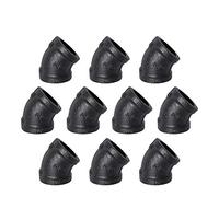 3/4" Black 45° elbow, Home TZH Female Threaded 45-degree Iron Connector Pipe Fitting for Industrial Vintage Style DIY Project/Furniture/Shelving Decoration (10, 3/4 Inch(Black))