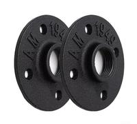 3/4" Black Painted Floor Flange, 2 Pack 4 Holes Iron Pipe Flange With Threaded Hole For DIY Project/Furniture/Shelving Decoration