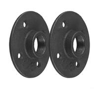 3/4 Black Painted Floor Flange 2 Pack Iron Construction Threaded Hub and 4 Bolt Holes for Pipe Anchoring in Industrial Maintenance Tasks