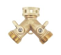3/4" Brass Tap Splitter 2 Way Y Hose Connector | Splits a single outdoor tap into two outlets for flexible garden watering and irrigation.