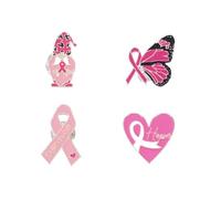 3-4 Breast Cancer Awareness Brooch Pins Pink Ribbon Pins Set Butterfly Gnome Ribbon Hope Breast Cancer Survivor Support Brooch Jewelry for Women, Metal, no gemstone