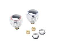 3/4" BS5412 / 1010 Acrylic Tap Conversion Set - Hot & Cold Replacement Heads with Brass Inserts for Bath Taps