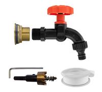 3/4" Bsp Brass Water Butt Connector Kit With Black Rotary Tap, Ptfe Tape And 27mm Hss Drill Bit