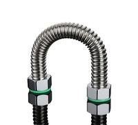 3/4"BSP Corrugated Pipe 304 Stainless Steel Water Heater Inlet Hose Water Hot and Cold Metal Extended Explosion-Proof Water Pipe(50cm)