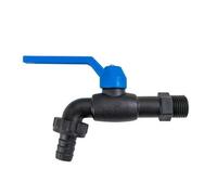 3/4" BSP Male Garden Tap Ball Valve - Nylon Water Butt Tap with Blue Lever, Hose Tail Outlet Spout for Rainwater Tank Container and Irrigation Systems, Black Outdoor Tap Fitting