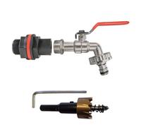 3/4" Bsp To 1/2" Bsp Water Butt Fitting Kit With Quick-Connect Lever Tap And 27mm Hss Drill Bit