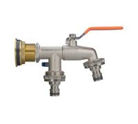 3/4" Bsp Water Butt Brass Kit With Dual Garden Tap And Quick-Connect Fitting, Includes Ptfe Tape