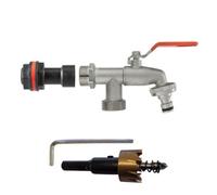 3/4" Bsp Water Butt Connector Set With 50mm Extension, Twin Lever Tap And 27mm Hss Hole Cutter