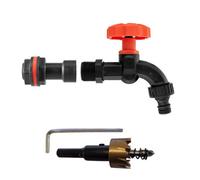 3/4" Bsp Water Butt Connector Set With Black & Orange Polypropylene Tap And 27mm Hss Hole Saw
