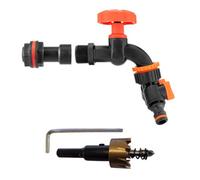 3/4" Bsp Water Butt Fitting Set With Black Dial Tap, Two-Way Hose Splitter And 27mm Hole Saw