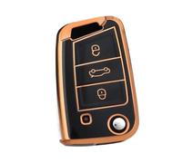 3 4 Buttons TPU Car Flip Key Cover Case Fob Protector For Seat For Ateca For Leon(3 BTN Black gold)