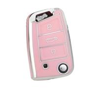 3 4 Buttons TPU Car Flip Key Cover Case Fob Protector For Seat For Ateca For Leon(3 BTN Pink)