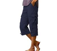 3/4 Cargo Shorts for Women UK Plus Size Classic Cotton Combat Tactical Hiking Work Utility Safety Shorts Multi-Pocket Outdoor Lightweight Casual Summer Bermuda Walking Capri Long Short Pants