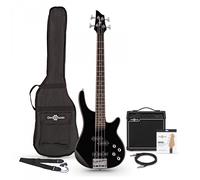 3/4 Chicago Bass Guitar Black 15W Bass Amp & Accessory Pack