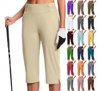 3/4 Cropped Trousers for Women UK Stretch Elasticated Waist Pull On Straight Leg Yoga Dress Capris Pants Plus Size Summer Capri Joggers Ladies Business Casual Slacks Bottoms with Pockets Beige
