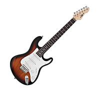 3/4 Electric Guitar LA by Gear4music Sunburst with Gigbag | For young musicians, 3 single-coil pickups with 5-way switch, comfortable maple neck, gig bag/strap/cable/picks included