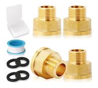 3/4" Female to 1/2" Male Reducer Josaton 4Pcs Thread Reducing Connector Brass BSP Adapter with Sealing Rings, 3/4 Inch to 1/2 Inch Hex Bushing Reducing Connector for Water Pipe Connecting Conversion