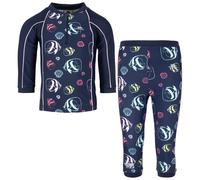 Trespass Kids Swimwear Smiley - 2 Piece Costume, Elastic Waist, 1/2 Front Zip, Printed & Plain Panels, 80% Polyamide, 20% Elastane, UV Protection