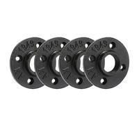 3/4" Heavy Duty Black Floor Flange, Home TZH 4 Pack Malleable iron Pipe Flange for Industrial vintage style, Flanges with Threaded Hole for DIY Project/Furniture/Shelving Decoration(3/4", 4)