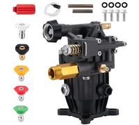 3/4" Horizontal Pressure Washer Pump Replacement, 3300 PSI Booster Pump | Water Pressure Booster Pump with 5 Nozzles, Compatible with Honda, Simpson & Karcher 3/4" Horizontal Shaft Pressure Washers