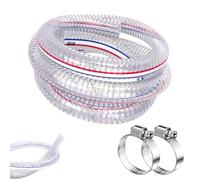 3/4" ID x 10 Ft PVC Clear Vinyl Tubing Wire Reinforced Suction Hose | Flexible High Pressure Spiral Steel Wire Reinforced Vacuum Pipe For Marine Bilge Livewell(3.0m/9.8ft,20mm/0.78")