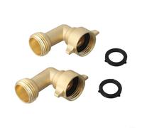 3/4 Inch Brass Connectors 90 Degree Elbow, 2-Pack All Copper Water Pipe Fittings, Corner Joints for Plumbing Systems, Garden Hose Nozzles, Easy Installation