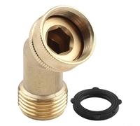 3/4 Inch Brass Garden Hose Elbow 45 Degree Outdoor Extension Connector Adapter with GHT Thread for Standard Hose and Faucet Leak-Free Connection,(1PCS)