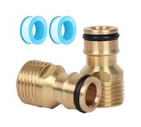 3/4 inch Brass Garden Hose Tap Connector, 2 Pack Male Threaded Water Pipe Fitting, BSP Hose Connector Threaded Faucet Adapter Quick Connect Adapter