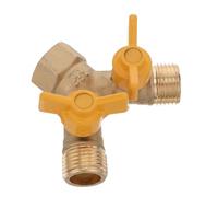 3/4 Inch Brass Three Port Ball Valve for Gas Hose Systems | Y Shaped Shut off Design, Thickened Copper Body, Polished Golden Finish, Quick Shut