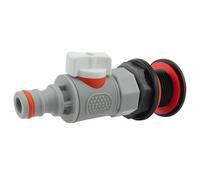 3/4 Inch BSP Drain Kit - Water Butt Plug and Valve Set - BSP Female Shut Off Valve with Snap On Quick Connect Outlet - Drain Plug with Male Thread - Washers Nut Included - Hozelock Gardena Compatible