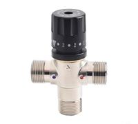 3/4 Inch DN20 Solar Heater Thermostatic Mixing Valve TMV with Copper Construction for Stable Temperature Control in Domestic and Public Water Systems, Silver and Black